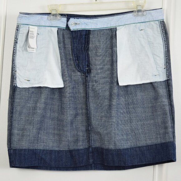 Tommy Hilfiger Denim Skirt Women 12 Blue Preppy Twee Cotton Nautical Retro Casua - Picture 3 of 12